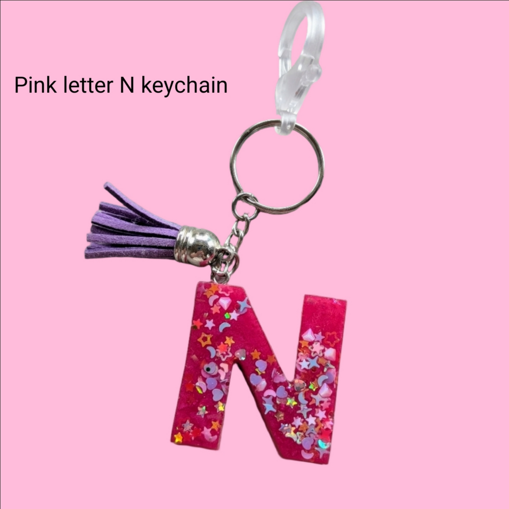 Letter N Resin Bag Charm Keychain